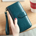 2025 New Collection Hot Luxury Hand Made Rfid Blocker Red Orange Party Genuine Leather China Woman Long Wallets