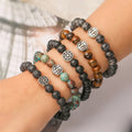 Hot Selling Fashion Volcano Natural Tiger Eye Stone Anchor Bead Stretch Pendant Bead Bracelet for Men