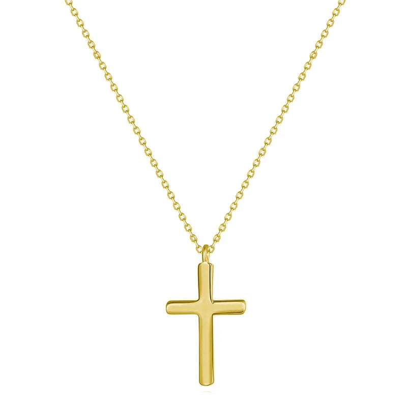 Wholesale Fashion Popular Necklace Simple Design Plain Silver Cross Necklace