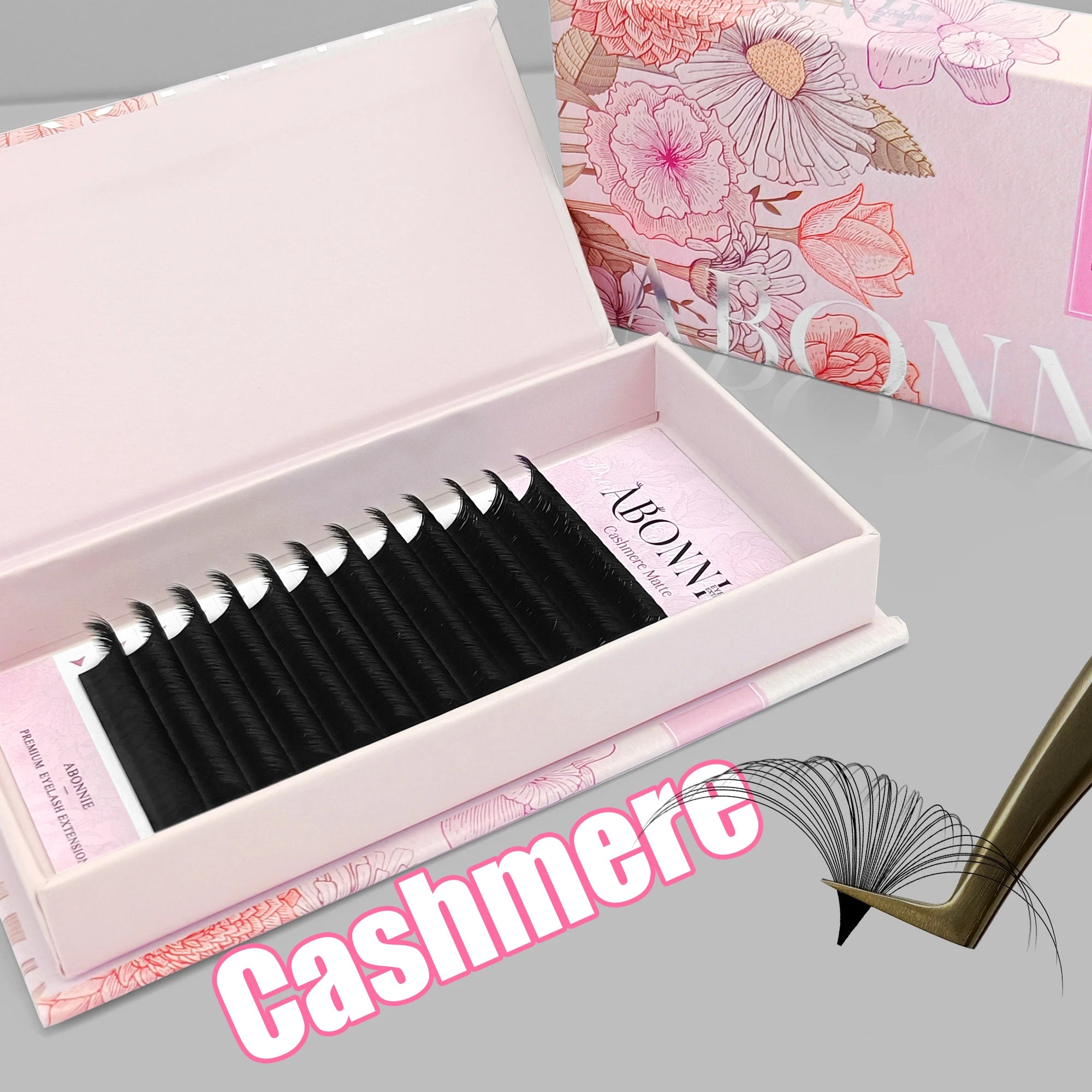 Abonnie 0.05 0.07mm Classic Eyelash Extensions Trays Individual Lash Supplies Wholesale Matte Black Cashmere Lash Extensions