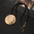 TongLing European Exaggerated Alloy Handmade Vintage Big Round Piece Long Pendant Necklace for Women