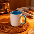 Topjlh 11oz Double Colorful Sublimated Custom Pattern Mug Set with Strap Handle Personalized for Mugs for Coffee Lovers