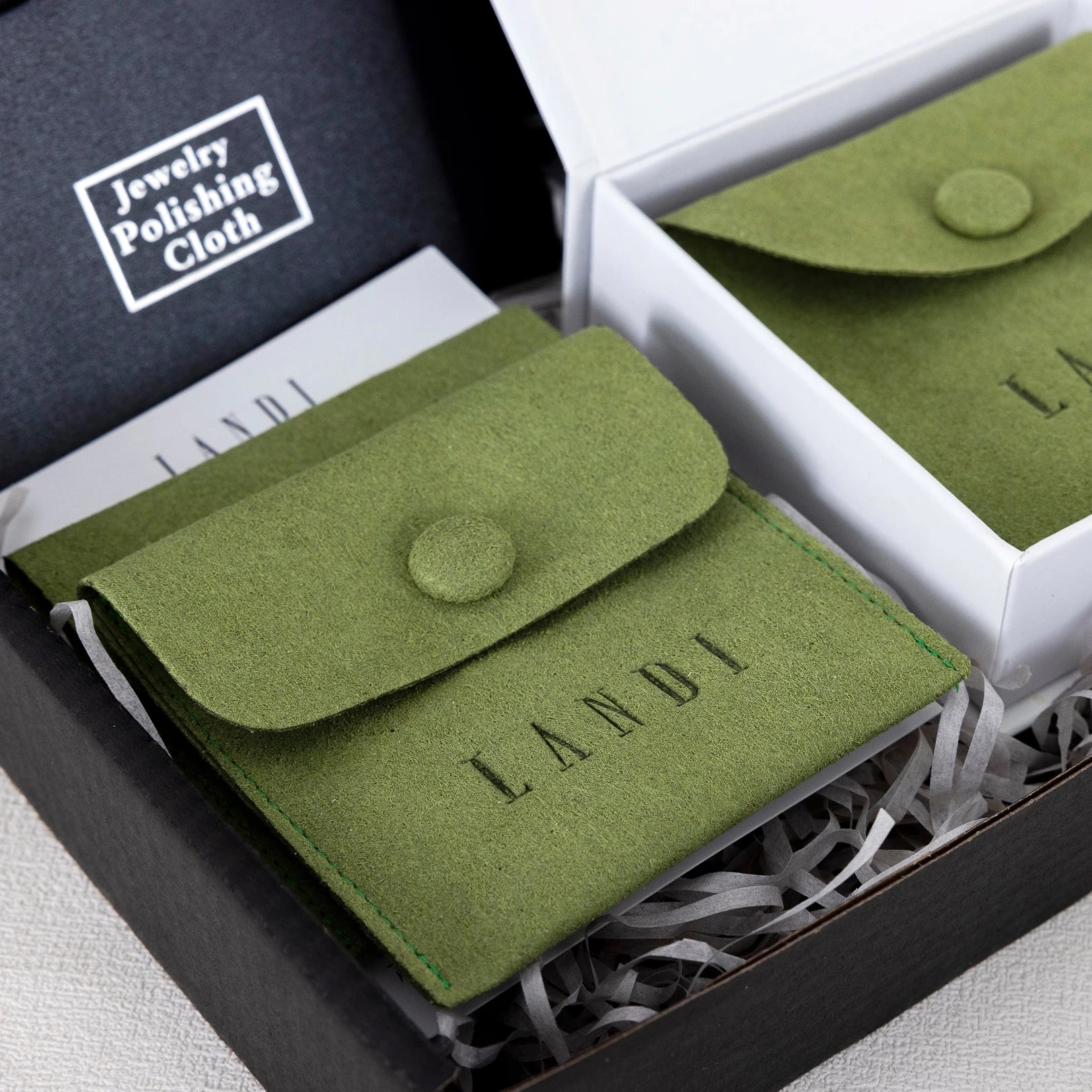 Custom Personalised Suede Microfiber Green Jewelry Bags Necklace Earrings Rings Storage Gift Packaging Envelope Pouches