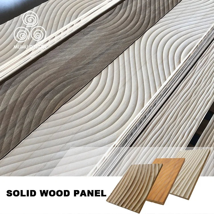MUMU Interior Flexible Patio Wave 3D Thermally Modified Wood Board Plank Wall Panel Sheets