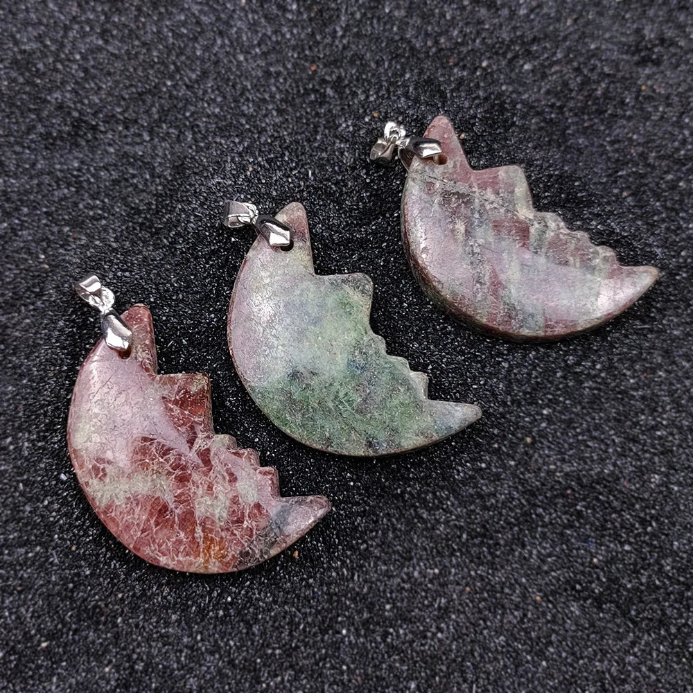Wholesale Natural Stone Healing Crescent Moon Shaped Pendant Charm for Children's Jewelry Making