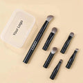 Professional Portable Mini 6pcs Flat Makeup Brushes Set Custom Logo Used with Concealer for Face Includes 1pc Brush Handle Box