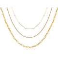 Zhongzhe Layered Necklace 18k Gold Stainless Steel Stack Pearl Minimalist Thin Chain Necklaces Trendy for Wedding Party