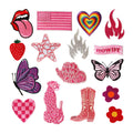 New pink Series Embroidery Handmade Iron on Leopard Boots Patches Suitable for Bags Hats