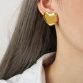 New Love Heart Stud Earrings Titanium Steel Exaggerated Heart-Shaped Stud Earrings Silver Gold Color