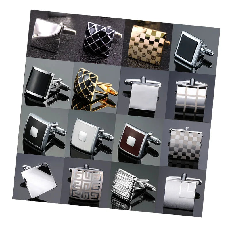Luxury Quality Cufflinks for Mens  Cuffs Retro Metal Cuff Links Square Men's French Shirt Cufflinks Wedding Jewelry Gifts