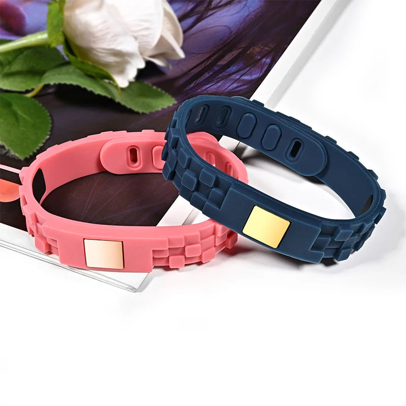 Custom Adjustable Stainless Steel Negative Ion Sports Bracelet Beaded Golf Magnetic Silicone Bracelets or Bangles