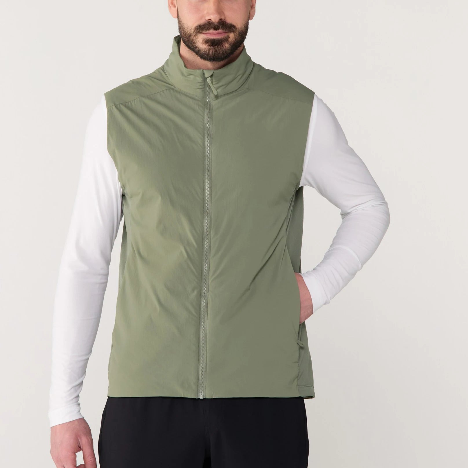 Men's Casual Spring Stylish Warm Insulated Woven Nylon Vest Stand Collar Full Zip Sleeveless Jackets OEM Service