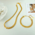 Simple Hollowed Jewelry Set Braided Titanium Steel Versatile Retro Gold Plated Choker Bracelet Necklace