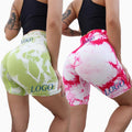 Tie Dye Colors Ribbed Squat Proof Seamless Shorts Quick Drying Tummy Control Nylon Womens Yoga Workout Gym Fitness Shorts