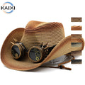 Glasses Accessories Men's and Women's Outdoor Sports Mountain Climbing Upturned Top Cap Foldable Western Cowboy Straw Hat
