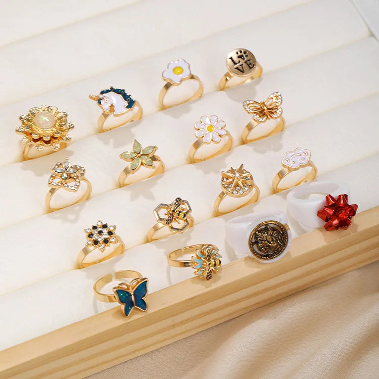 Rotating Spin Girls Ring Jewelry Rotate Freely Spinner Rings Butterfly Spinning Adjustable Rotatable Fidget Rings for Anxiety
