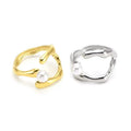 Fashion Mother of Pearl Ring Irregular Lines Fluid Stainless Steel 18K Gold Index Finger Ring Personalized Hand Ornaments
