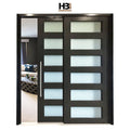 Modern Residential Waterproof Sound Proof Solid Wooden Double Sliding Interior Door for Apartment Bathroom Villa & Hotel