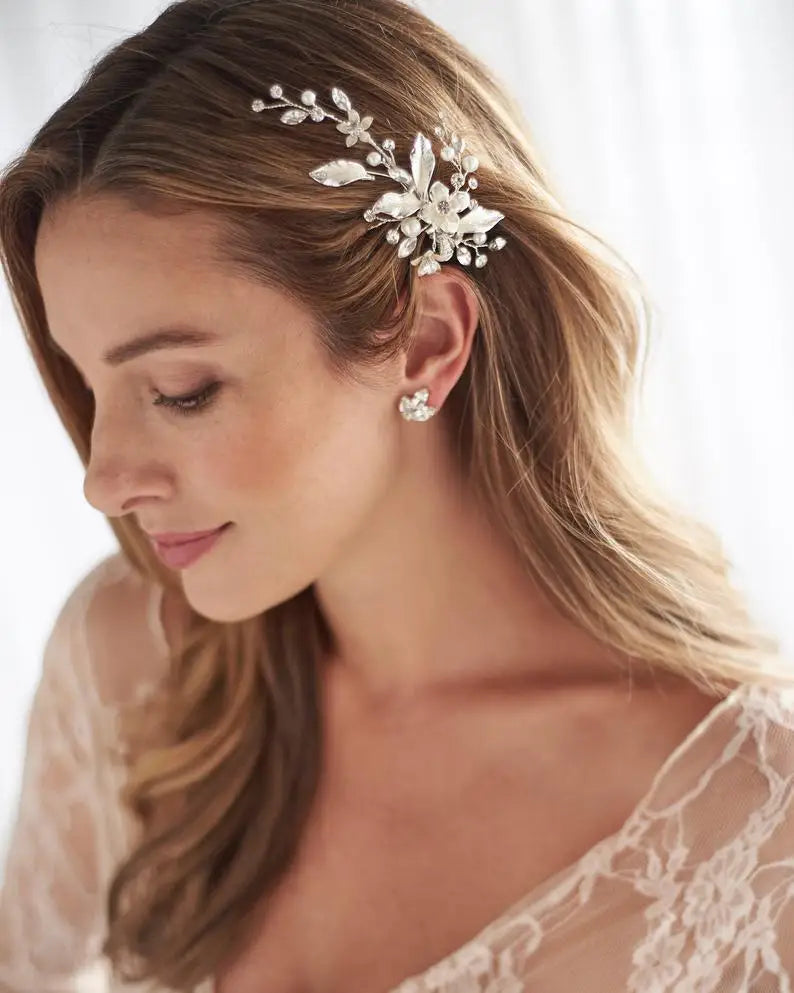 Leaf Crystal Hair Clip Headdress Cross Border Weave Edge Bridal Wedding Accessories European American Trendy Elegant