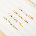 Vegetable Drop Earrings Copper Plated Gold Garden Plant Brass Zircon Pendant Earbuckle Women Jewelry Hoop Cuff Huggie Earrings