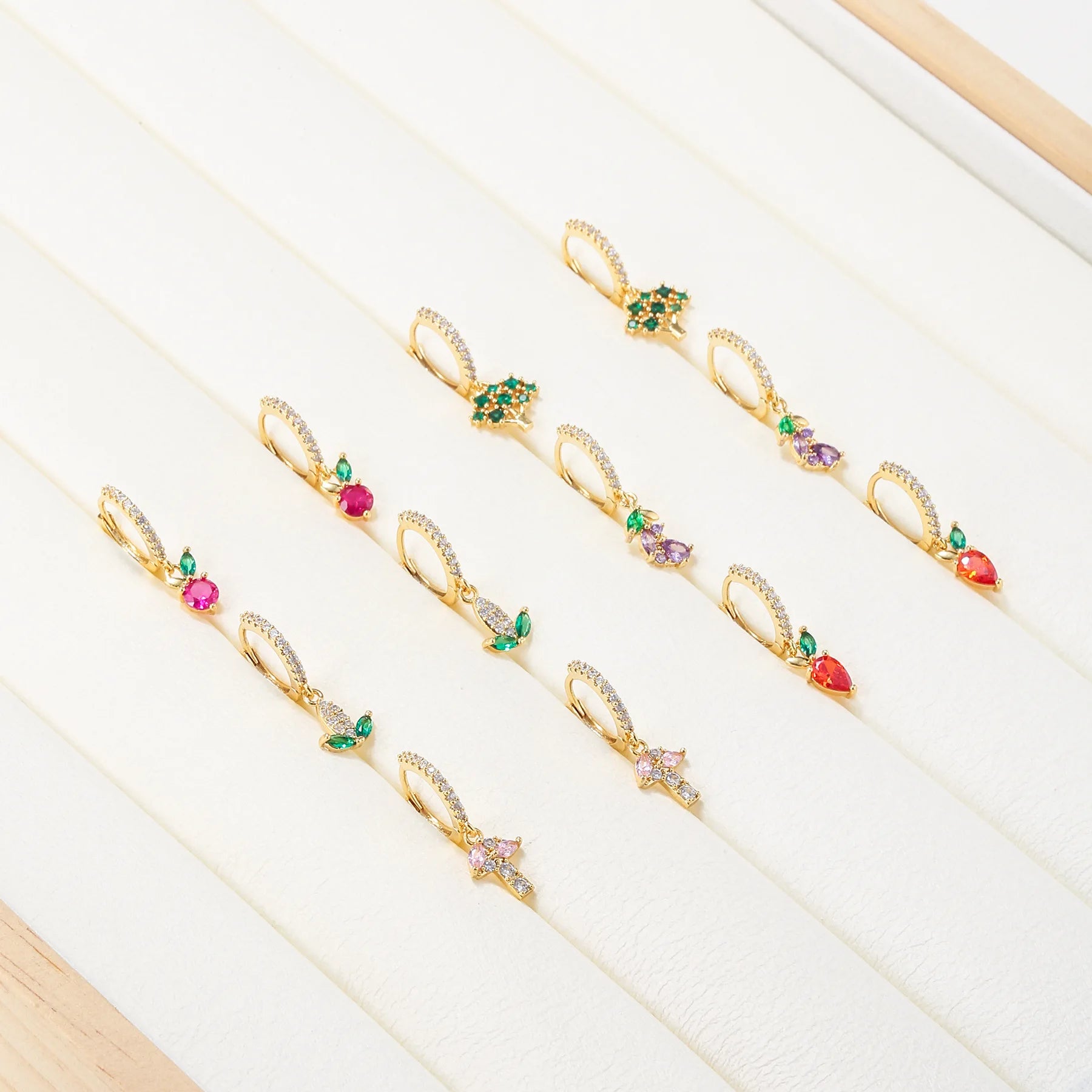Vegetable Drop Earrings Copper Plated Gold Garden Plant Brass Zircon Pendant Earbuckle Women Jewelry Hoop Cuff Huggie Earrings