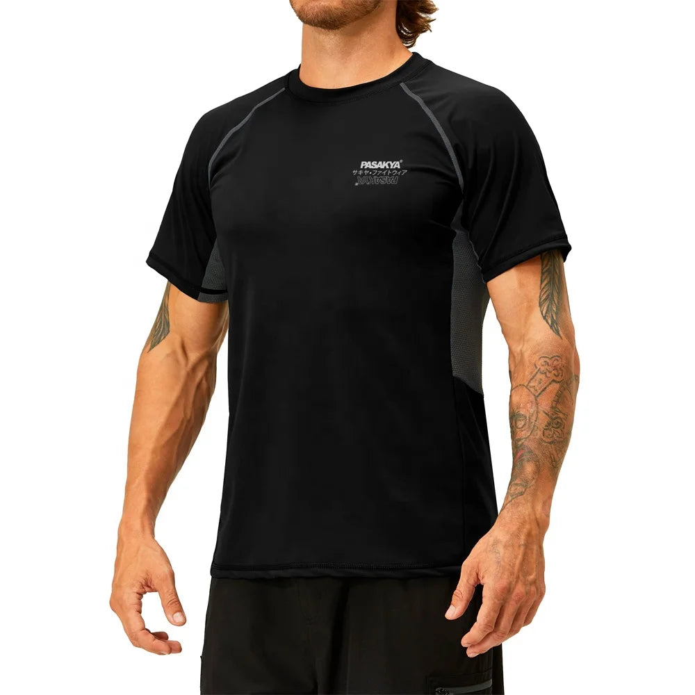 OEM Short Sleeve Compression MMA Rashguard BJJ Mens Sports Shirt for Jiu Jitsu Muay Thai Sublimation Fabric Breathable