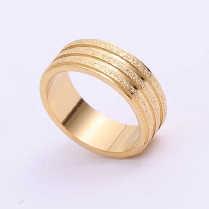 New Arrivals Women Minimalist Dainty Fashion Jewelry 18k Gold Plated Stainless Steel Shiny Matte Sandblasted Ring