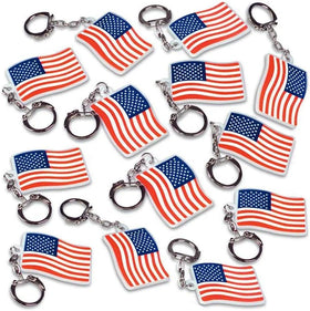 Creative Customized American Flag Plastic Keychain 2D Soft PVC Keychain Metal Key Ring Key Accessories for Children