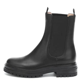 Black Chelsea Boots Flat Womens Booties Ladies Short Boot Comfort Shoes