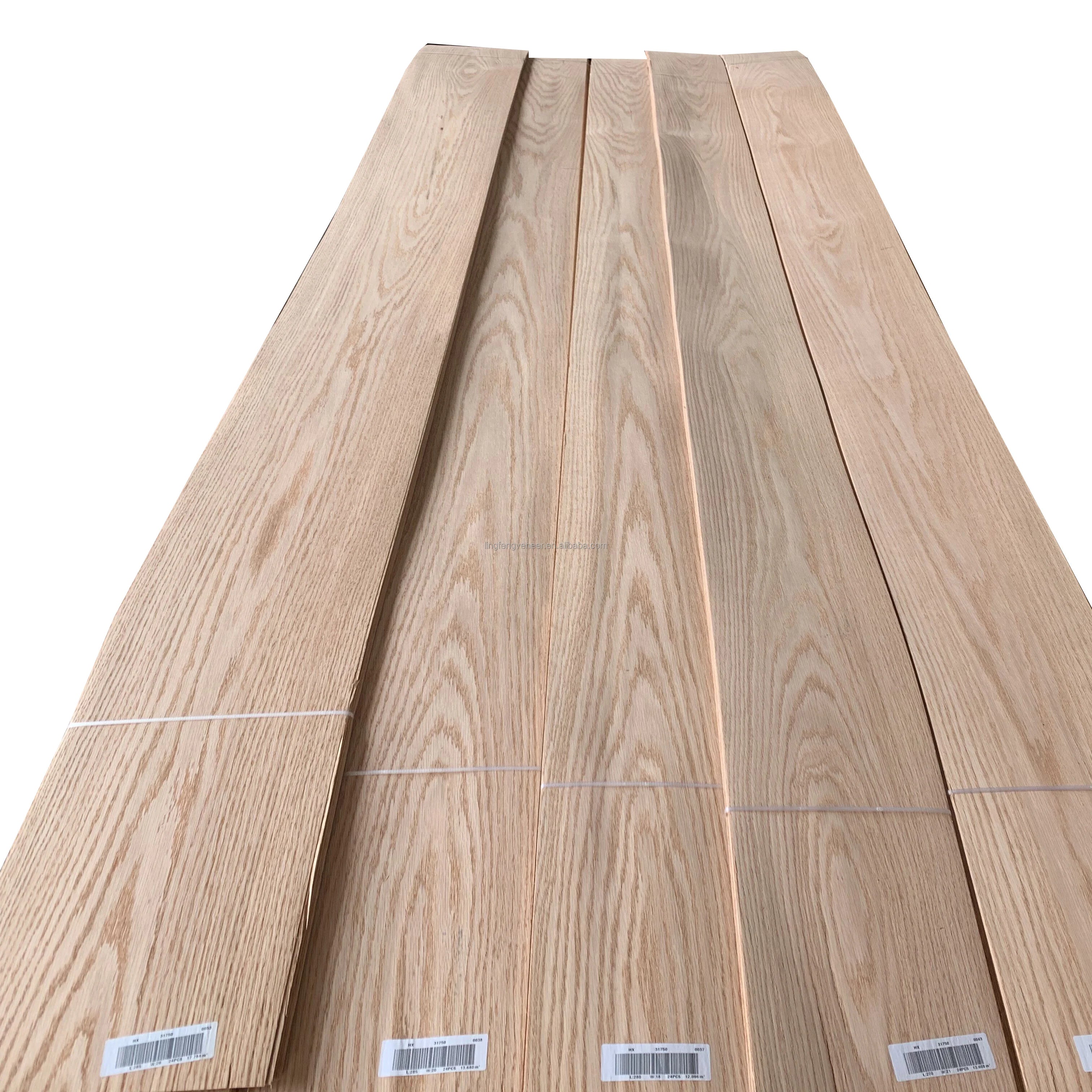 Factory Direct Price Natural Solid Wood Veneer Red Oak Wood Plywood Straight Grain Red Oak Wood Veneer for Panels and Furniture