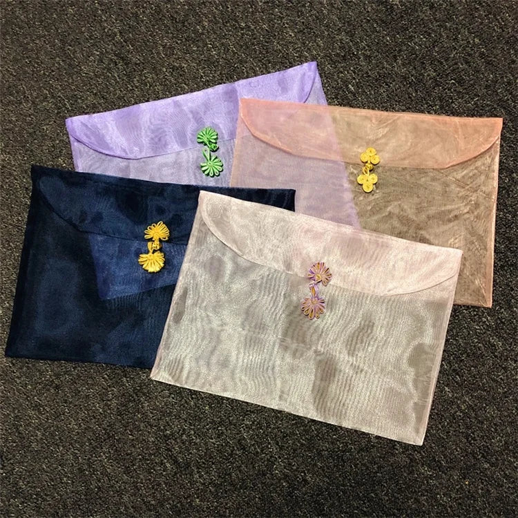 Customize Luxurious Organza Sheer Envelope Pouch Elegant Organza Envelope Pouch Bag Dress Packaging Bag