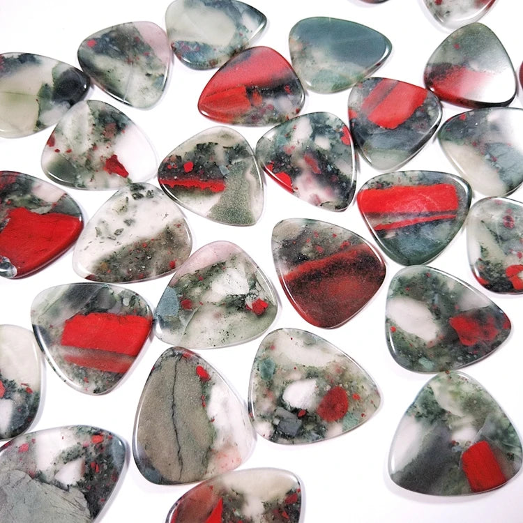 2026 Wholesale Natural African Blood Stone Guitar Picks Healing Stone
