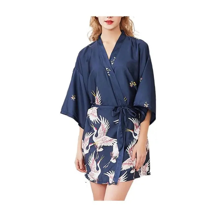 Women's Full Size Adult Summer Silk Satin Sleepwear Cheap Two-Pcs Set Robe Dress Chemise Nightie Pajamas Plus Size Silky Comfort