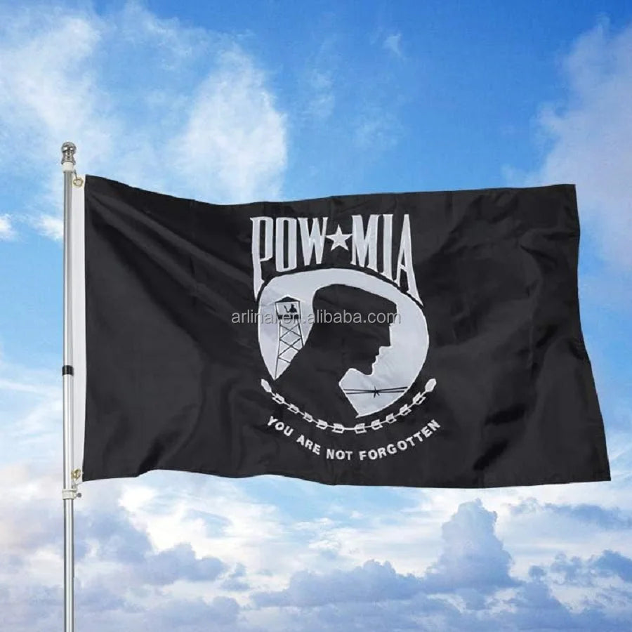 Custom POW Missing Soldiers Flag 3x5ft Durable Outdoor Polyester Flag Two Brass Rings Double Seams Silk Screen Printed