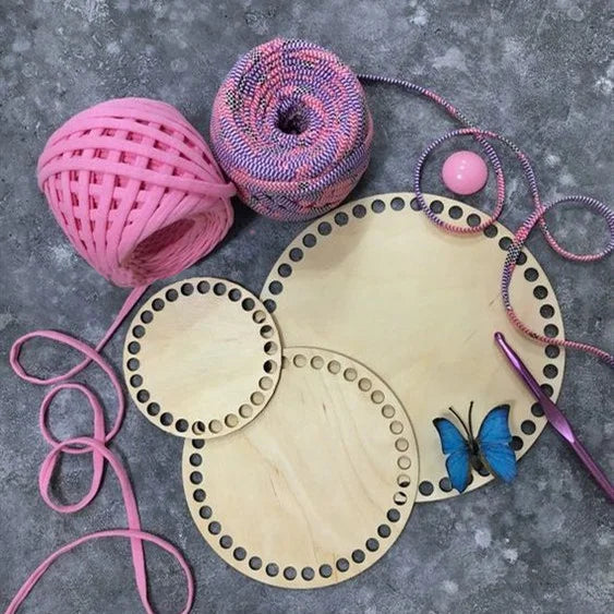 Diy Round Wooden Crochet Bottom 15cm 5.9 Inch Wood Knitting Basket Base