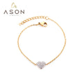 Ason 2023 Women Stainless Steel Jewelry Fashion Crystal Charm Bracelet Women Gold Plated Heart Bracelet