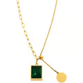 Rectangle Gold Plated Gemstone Pendant Emerald Birthstone NecklaceMeaningful Jewelry Gift for Mother Daughter Girlfriend