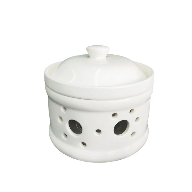 Hollowed-out Design Ceramic Stew Bowl  Heat Preservation Stew Bowl Candle Heater