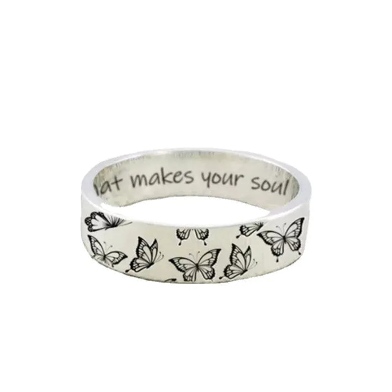 Fashion Jewelry Wholesale Hot Sale New Do What Makes Your Soul Shine  Retro Carved Butterfly Ring