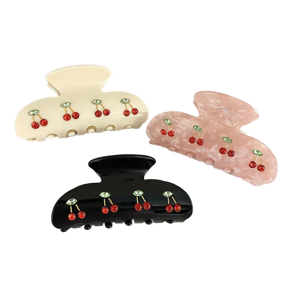 Factory Custom Cherry Acetate Hair Claw Clip Simple Medium Fruits Shark Clip Hair Accessory for Women