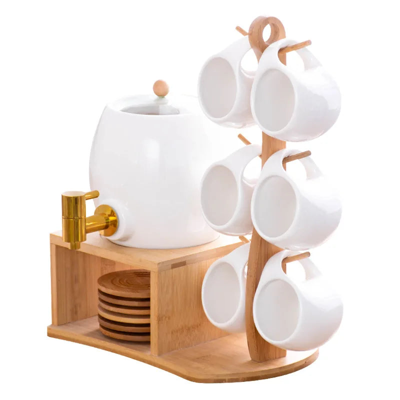Wholesale Ceramic Scented Tea Cup Set with Hanging Cup and Faucet