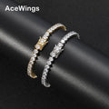 BB212   4mm 7inch 8inch   3 Prong Zircon Brass Prong Setting Zircon Tennis Bracelet Hip Hop CZ Jewelry