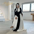 Hafizah 2026 Dubai Luxury Black White Color Block Pleated Muslim Abaya Modest Dress MegaBDM