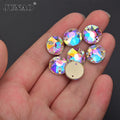 JUNAO Top Quality 8mm 10mm 12mm Fancy Flatback Crystal Stones Sew on K9 Glass Rhinestones for Wedding Dress
