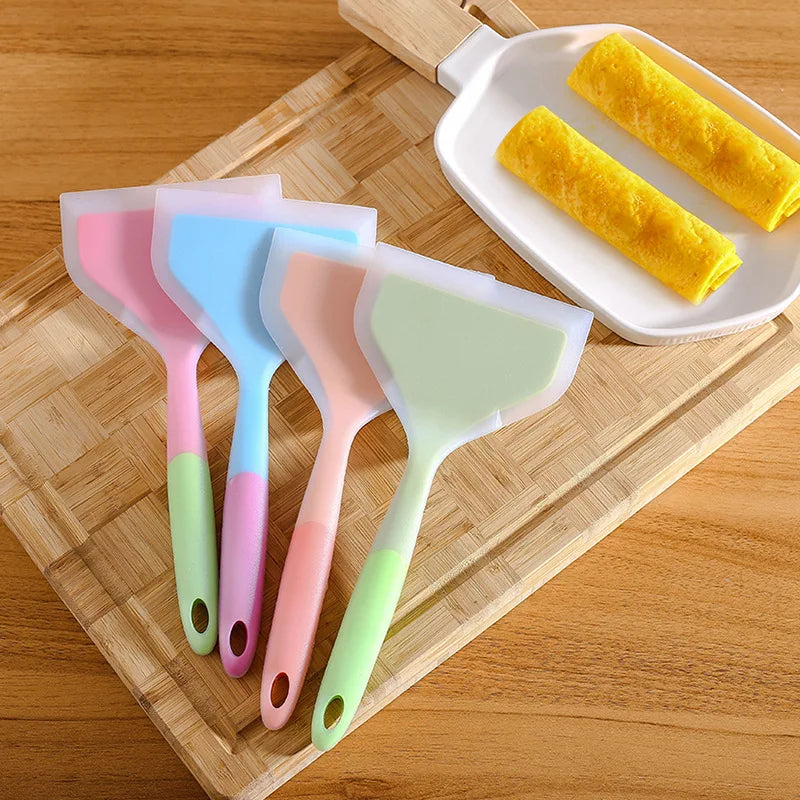 Wide Soft Silicone Kitchen Omelette Spatula Turner Non-Stick Heat-Resistant Fried Shovel for Eggs Fish Pancakes Pizza Steak