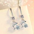 Huitan Sweet Lovely Dolphin Drop Earrings Cubic Zirconia Beautiful Diamonds Silver Animal Cute Romantic Earrings Women