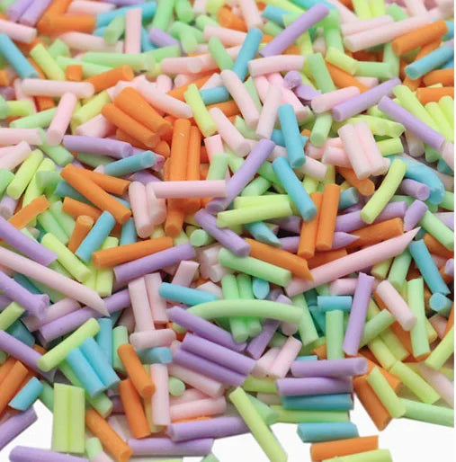 1.5*7MM Colorful Long Cylindrical Polymer Clay Sprinkles Soft Clay Candy Dessert Slice for Delicious Cake Decoration DIY Crafts