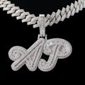 Custom Name Initial Necklace with Bling Design DIY Personalized Big Size Letter Jewelry for Wedding Anniversary or Gift