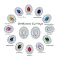 Luxury 925 Sterling Silver Jewelry AAA Grade Natural Birthstone Earrings High-End CZ Accent