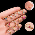 Gold Silver Plated Colorful CZ Flower Butterfly Charm Nose Hoop Dangling Pendant Nose Ring for Women Piercing Jewelry